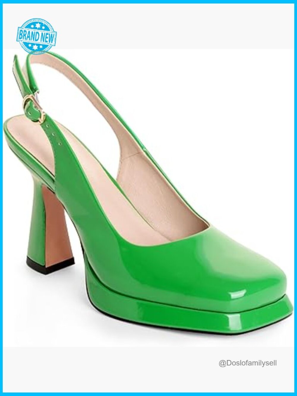 Slingback Square Toe Pumps Chunky Block Heel Mary Jane Fashion Dressy Platform